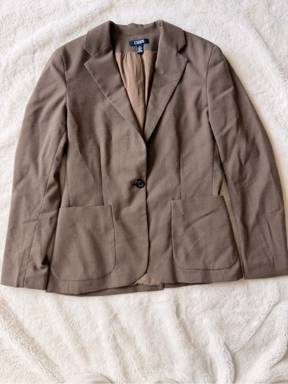 Chaps Taupe Brown Single-Button Blazer